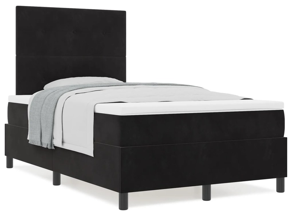 Camas Box Spring com Colchão vidaXL Preto 120x200 cm Veludo