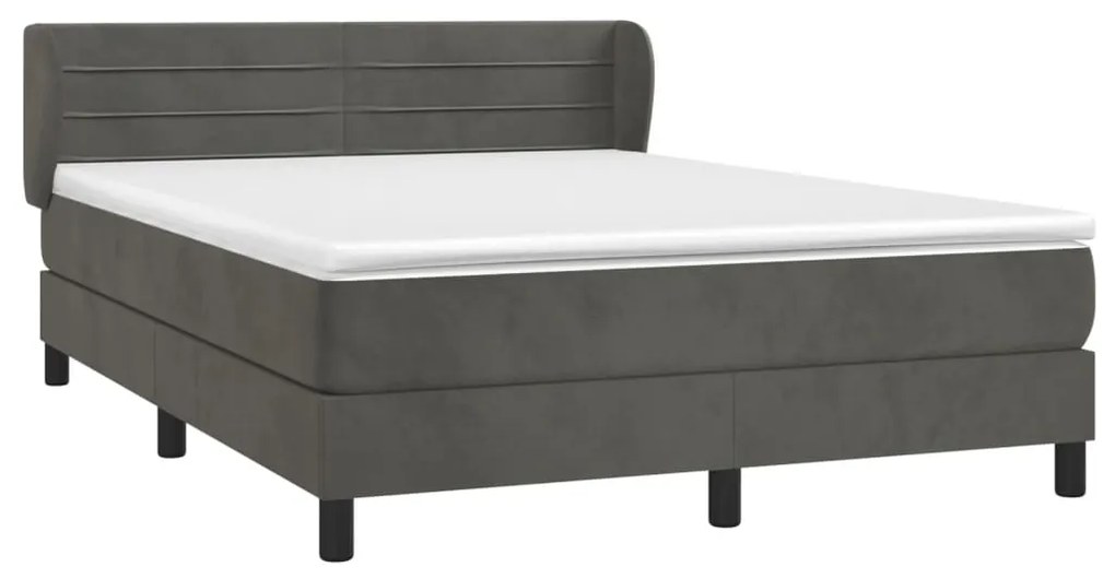 Cama com molas/colchão 180x200 cm veludo cinzento-escuro