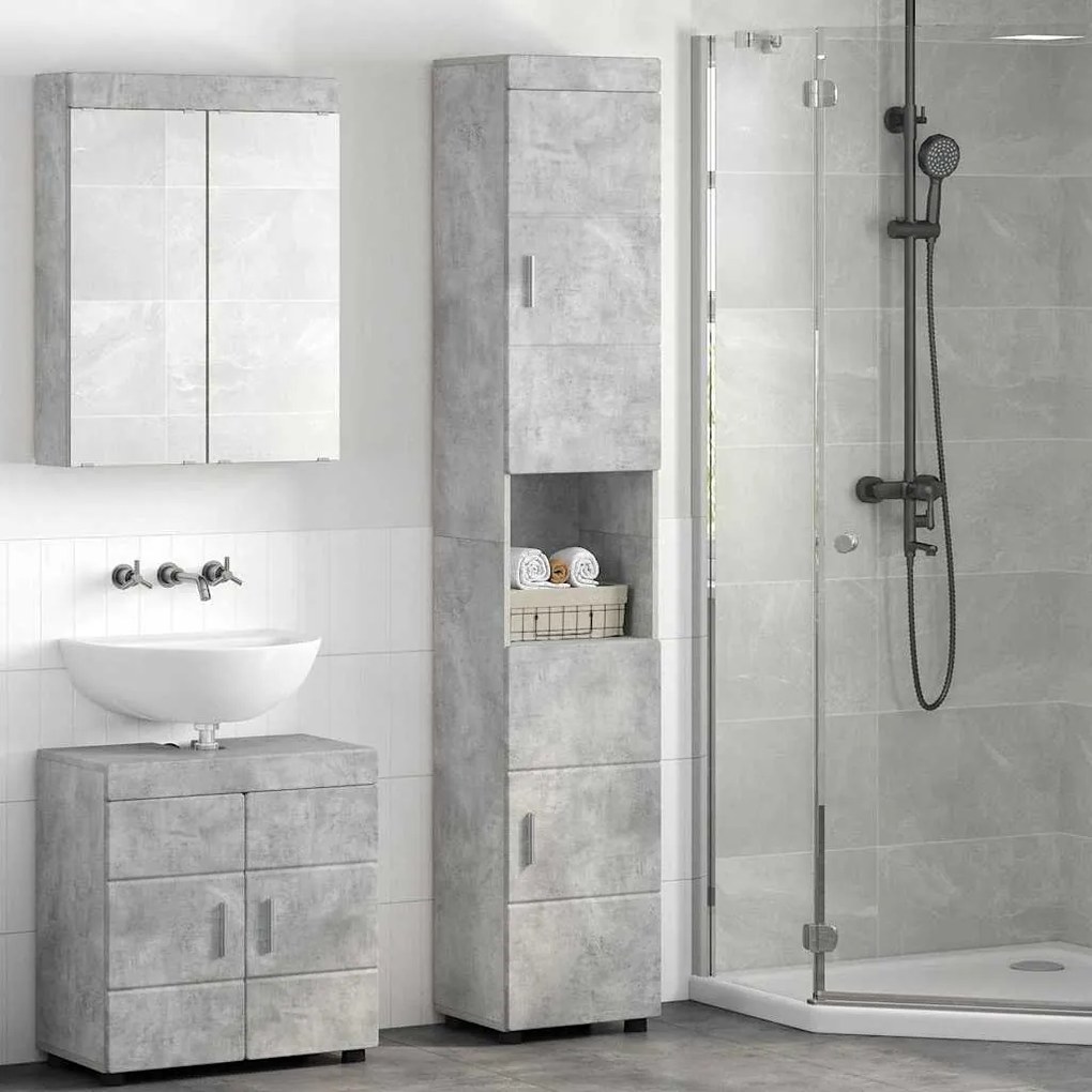 vidaXL Armário de Banheiro Cinzento cimento 37 x 31.5 x 203 cm