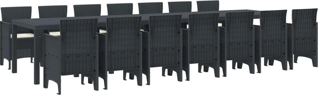 vidaXL Conjunto de Jantar para Jardim com Almofadas 15 pcs Antracite