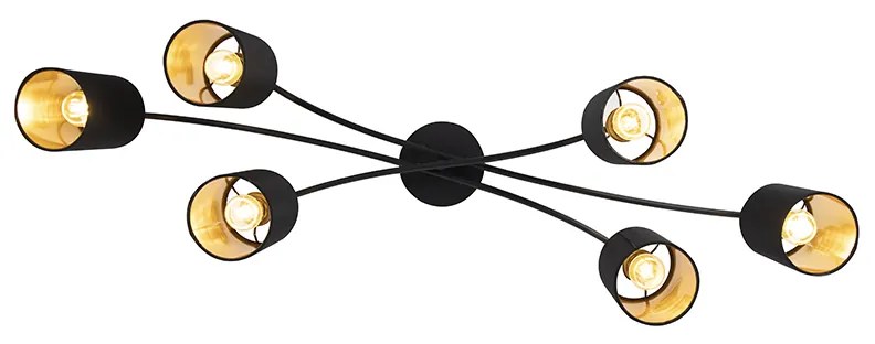 Candeeiro de teto moderno preto 6 luzes - Lofty