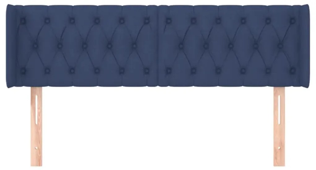 Cabeceira de cama c/ abas tecido 163x16x78/88 cm azul