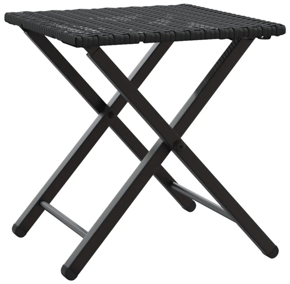 5 pcs conjunto de jantar para jardim dobrável vime PE preto