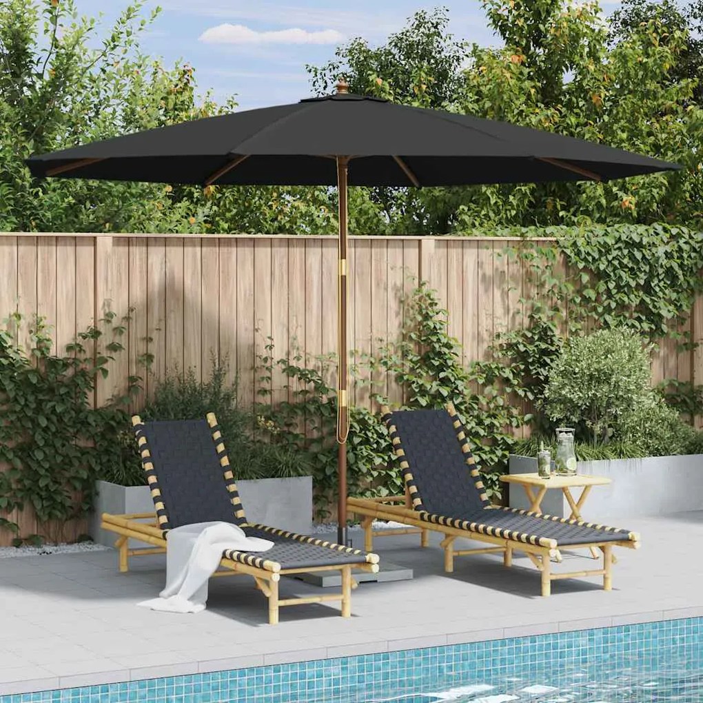 vidaXL Guarda-sol de exterior com poste de madeira 350 cm antracite
