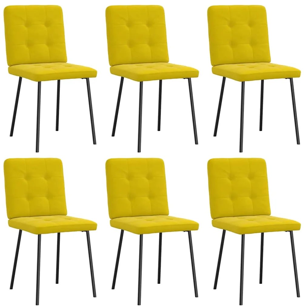 Cadeiras de jantar 6 pcs veludo amarelo