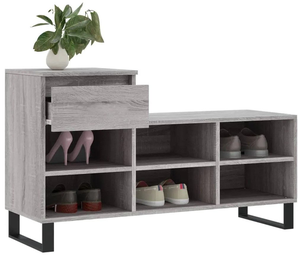 Sapateira 102x36x60 cm derivados de madeira cinzento sonoma