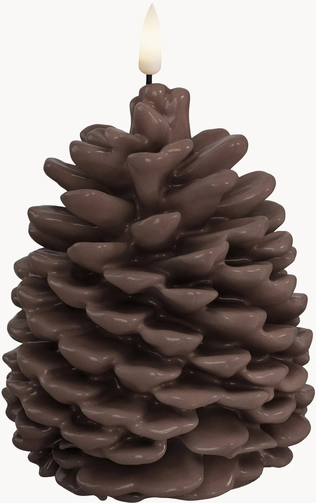 Vela LED artesanal com aspeto de chama real Pine Cone, Alt 13 cm