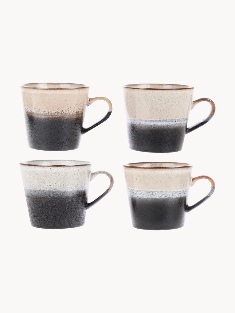 Canecas artesanais 70's, conjunto de 4