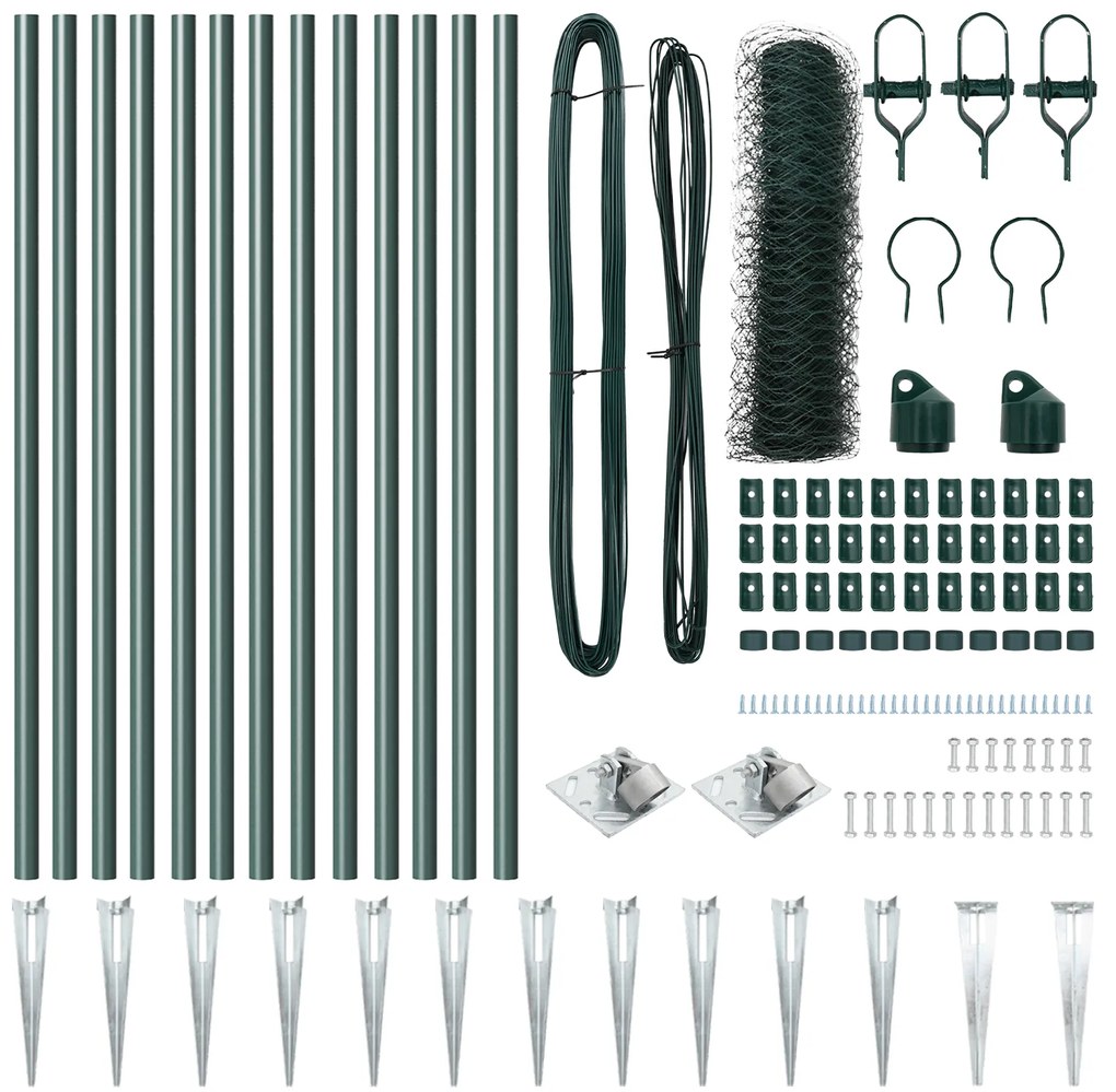 Conjunto de Cerca Conjunto de 2 Verde Floresta Aço Galvanizado