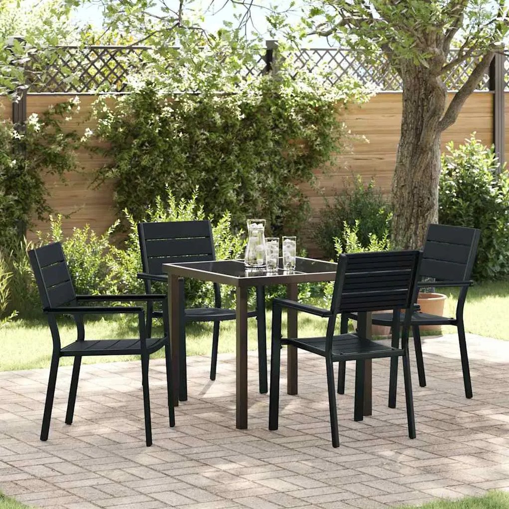 vidaXL Conjunto de Jantar para Jardim com 5 Peças em HDPE Preto