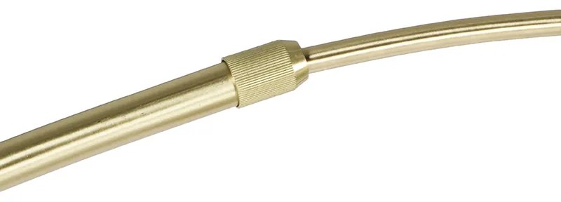 Candeeiro de arco em latão com mármore e abajur em tecido cinzento 45 cm - XXL