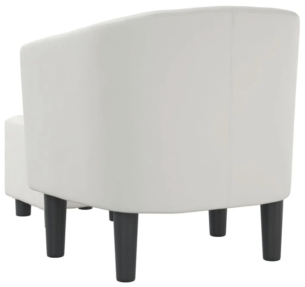 Poltrona com apoio de pés couro artificial branco