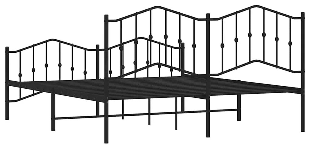 Estrutura de cama com cabeceira e pés 183x213 cm metal preto
