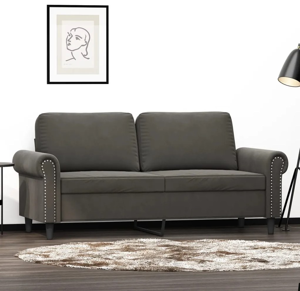 vidaXL Sofá de 2 lugares 140 cm veludo cinza-escuro