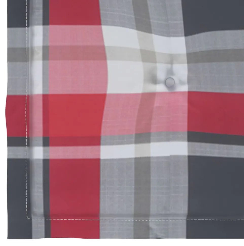 Cadeiras de jardim c/ almofadões xadrez vermelho 4 pcs teca