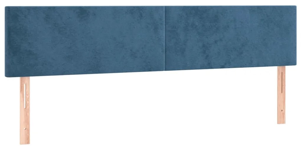 Cabeceira de cama c/ luzes LED veludo 200x5x78/88cm azul-escuro