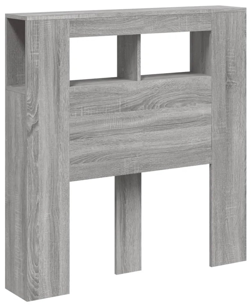 Cabeceira c/ LEDs 100x18,5x103,5 cm sonoma cinzento