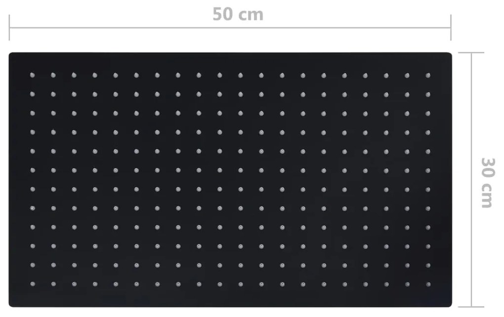 Cabeça de chuveiro retangular 50x30 cm aço inoxidável preto