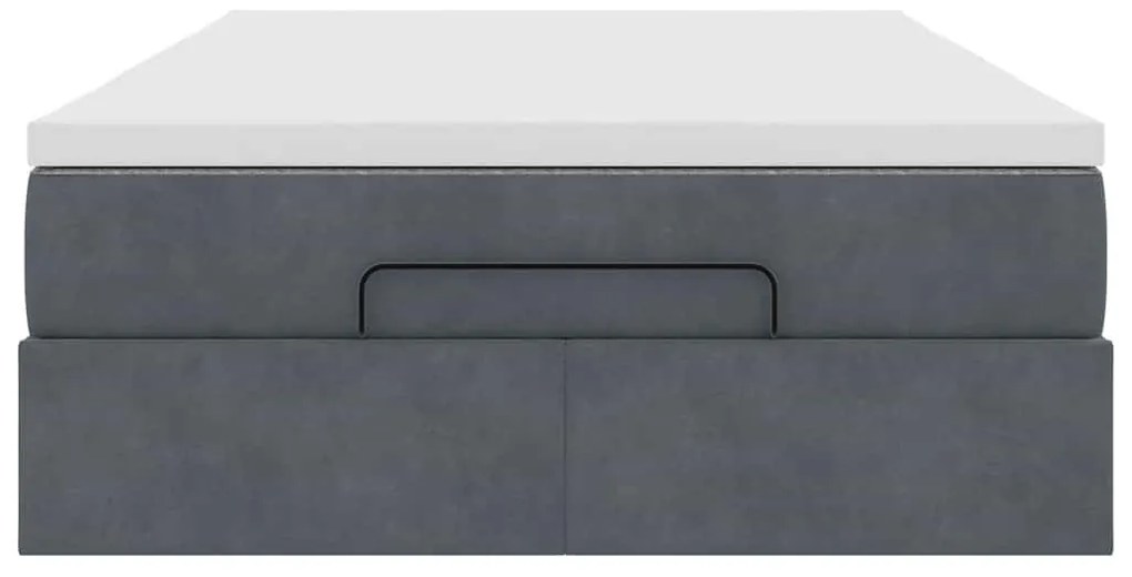 Cama otomana com colchão 120x190 cm veludo cinzento-escuro