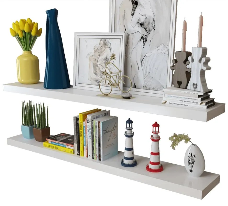 Prateleiras de parede para livros/DVD MDF branco
