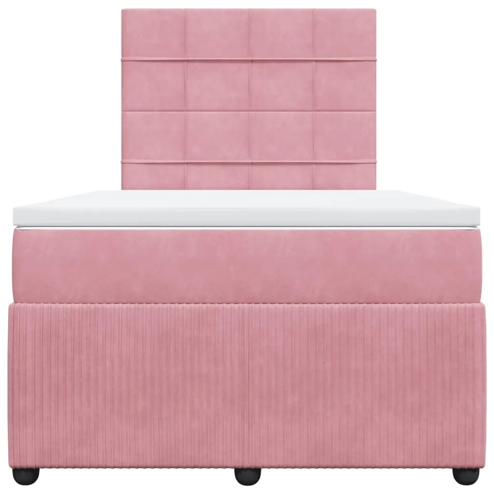 Cama boxspring com colchão 120x200 cm veludo rosa