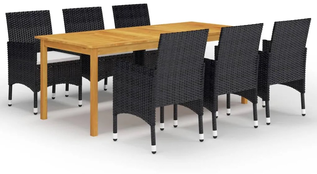 vidaXL 7 pcs conjunto de jantar para jardim preto