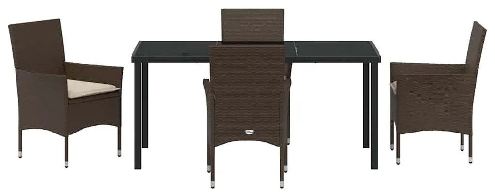 Conjunto de Jantar de Jardim com 5 Peças e Almofadas , Marrom, Rattan