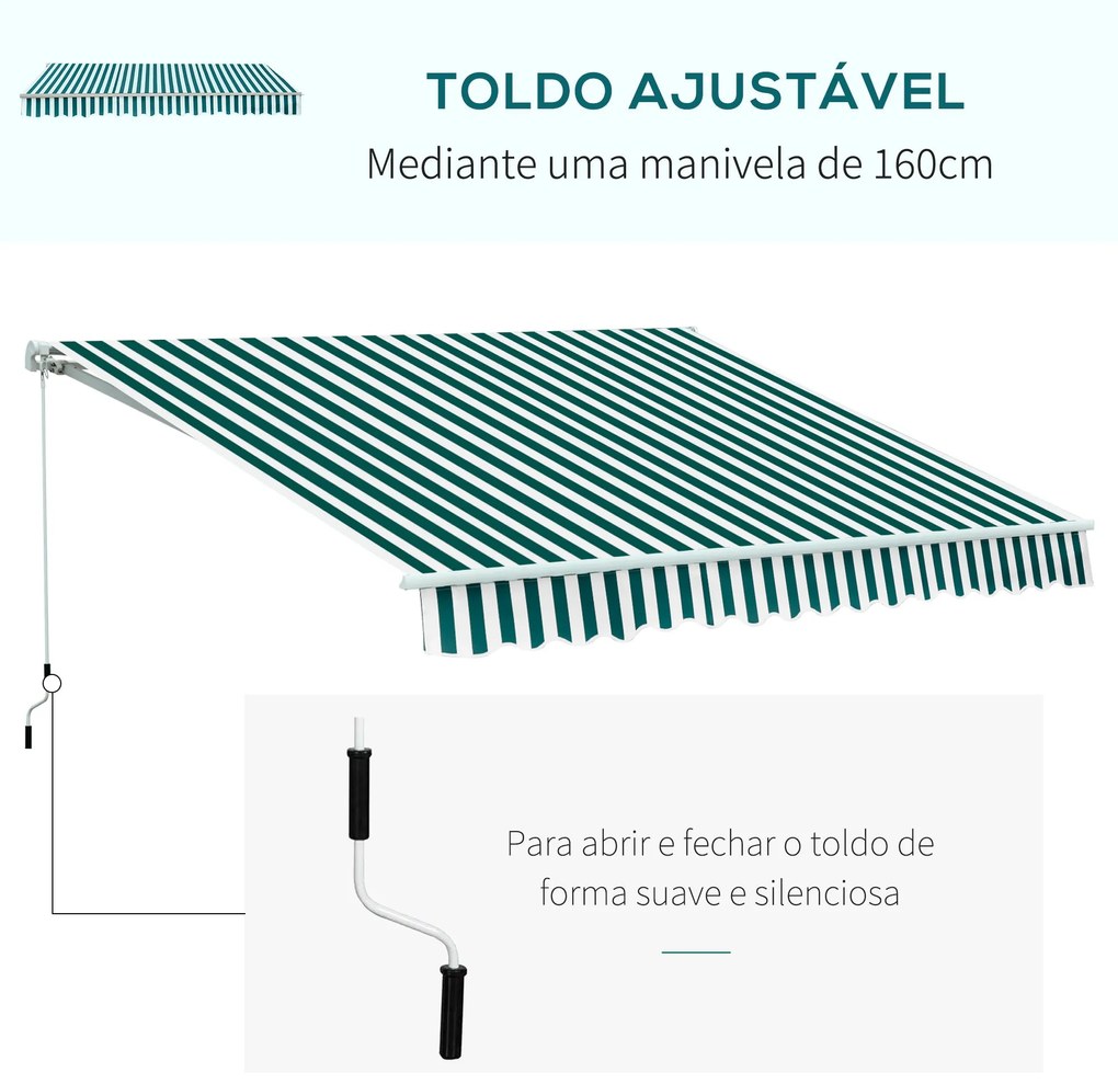 Toldo Manual Dobrável de Alumínio Toldo para Varanda com Ângulo Ajustá