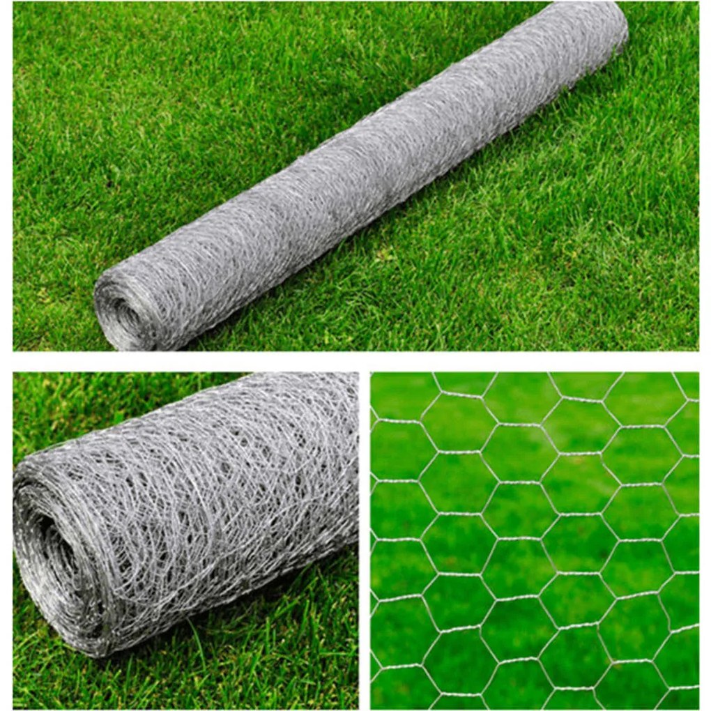 Cerca de arame hexagonal 1x25 m aço galvanizado prateado