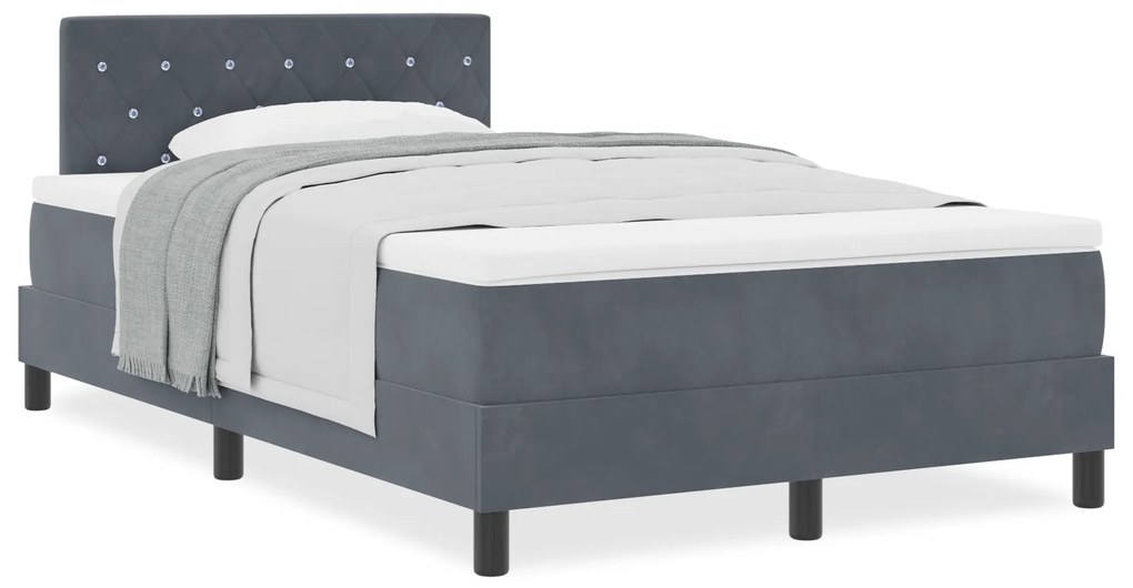 Cama Box com Colchão vidaXL Cinza Escuro 120x200 cm Veludo