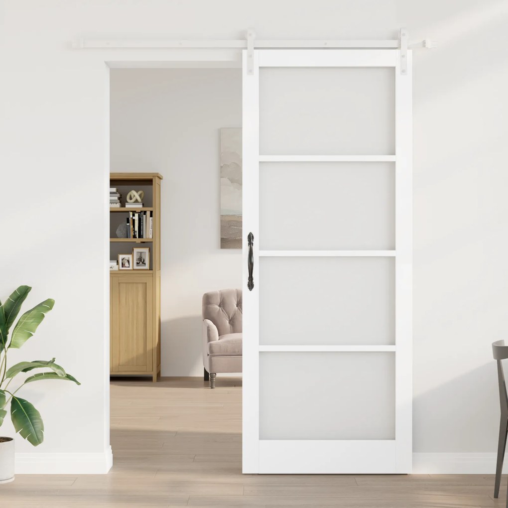 Porta Deslizante com Conjunto de Ferragens 'ORKDAL'Madeira Sólida Bran
