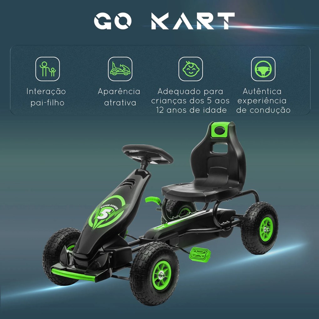 Kart a Pedais para Crianças 5-12 Anos Kart a Pedais Infantil com Assen