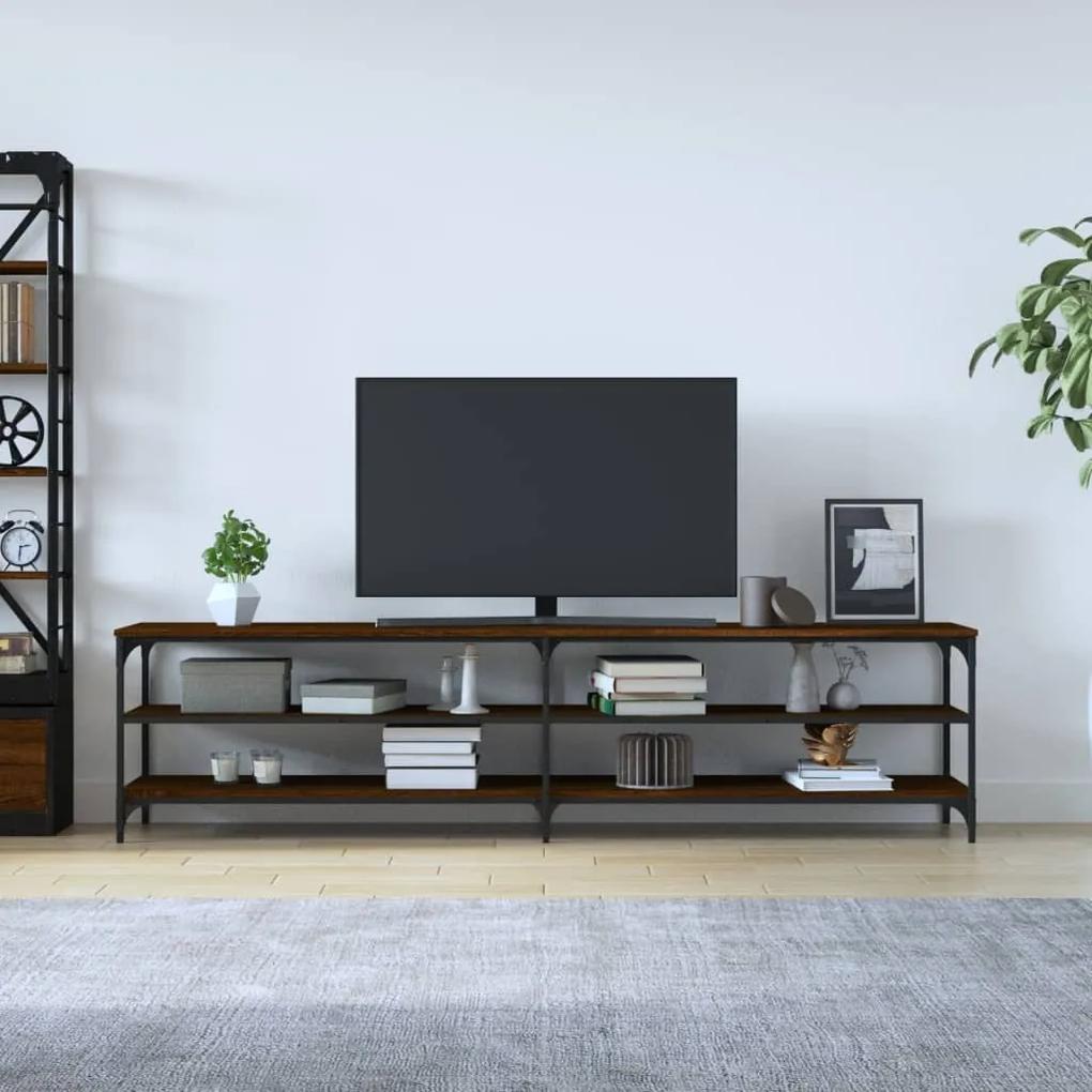 Móvel de TV 200x30x50cm derivados madeira/metal carvalho castanho