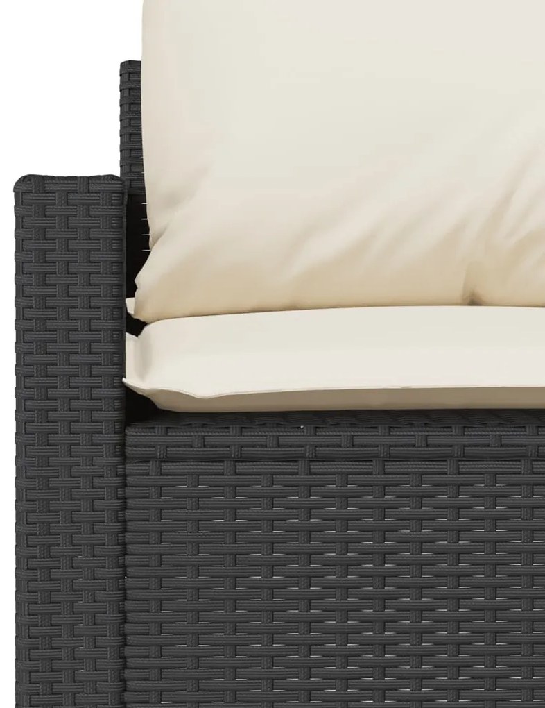 4 pcs conjunto de sofás para jardim c/ almofadões vime PE preto