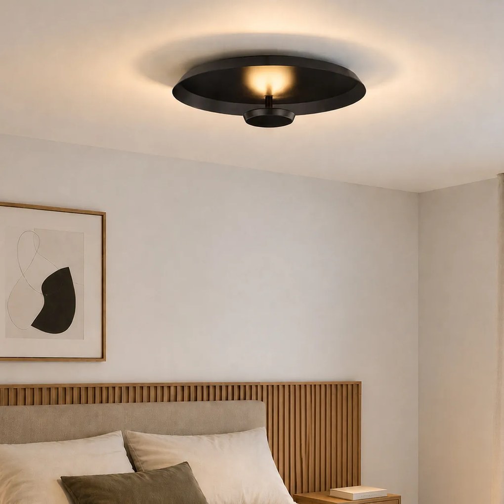 Plafon moderno preto mate com LED regulável em 3 níveis - Sombra
