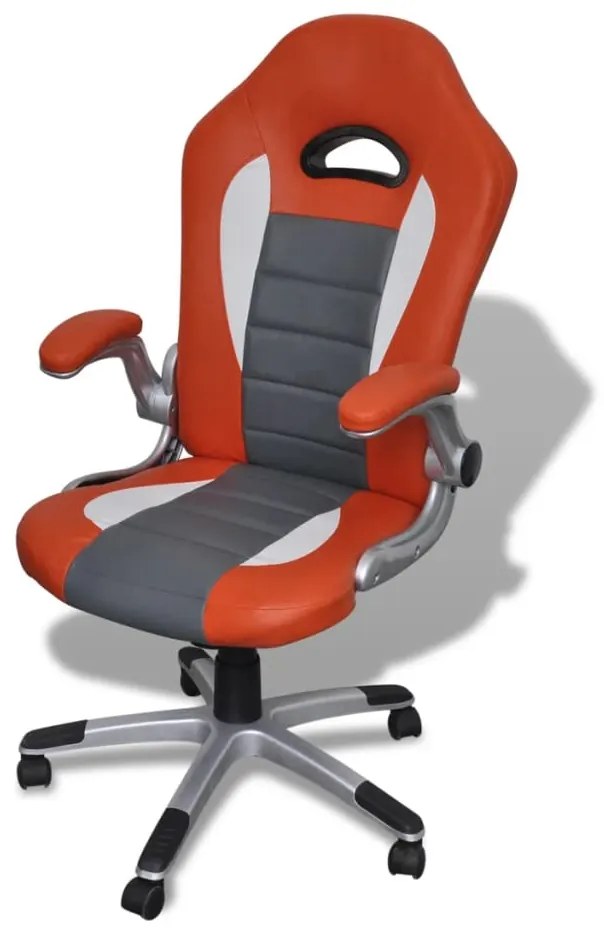 Cadeira para Escritório Couro Artificial Design Moderno Laranja