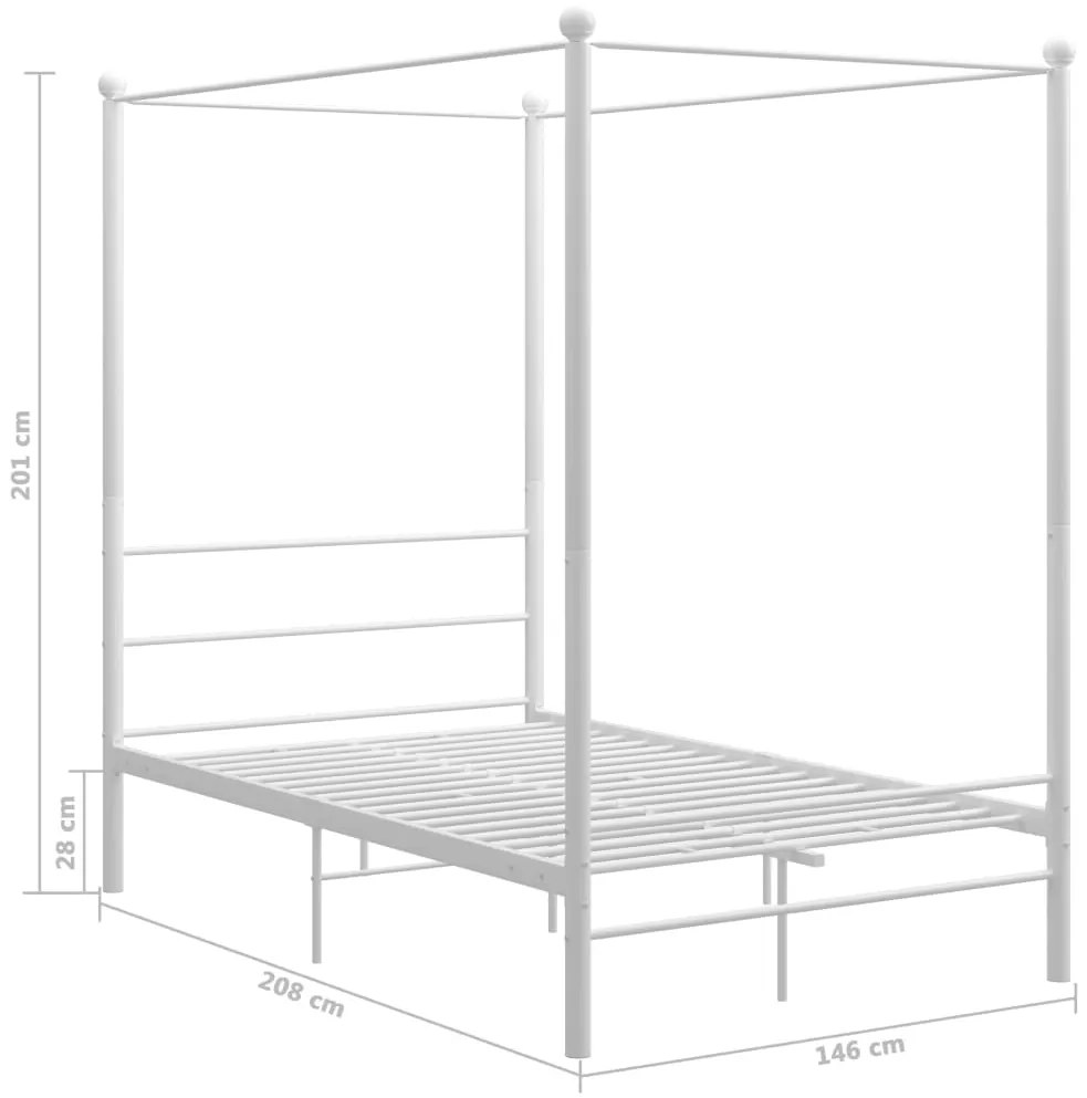 Estrutura de cama com dossel 140x200 cm metal branco