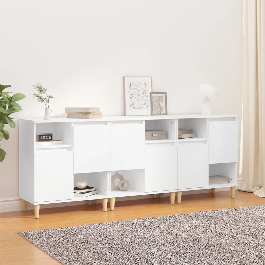 vidaXL Aparadores 3 pcs 60x35x70 cm derivados de madeira branco