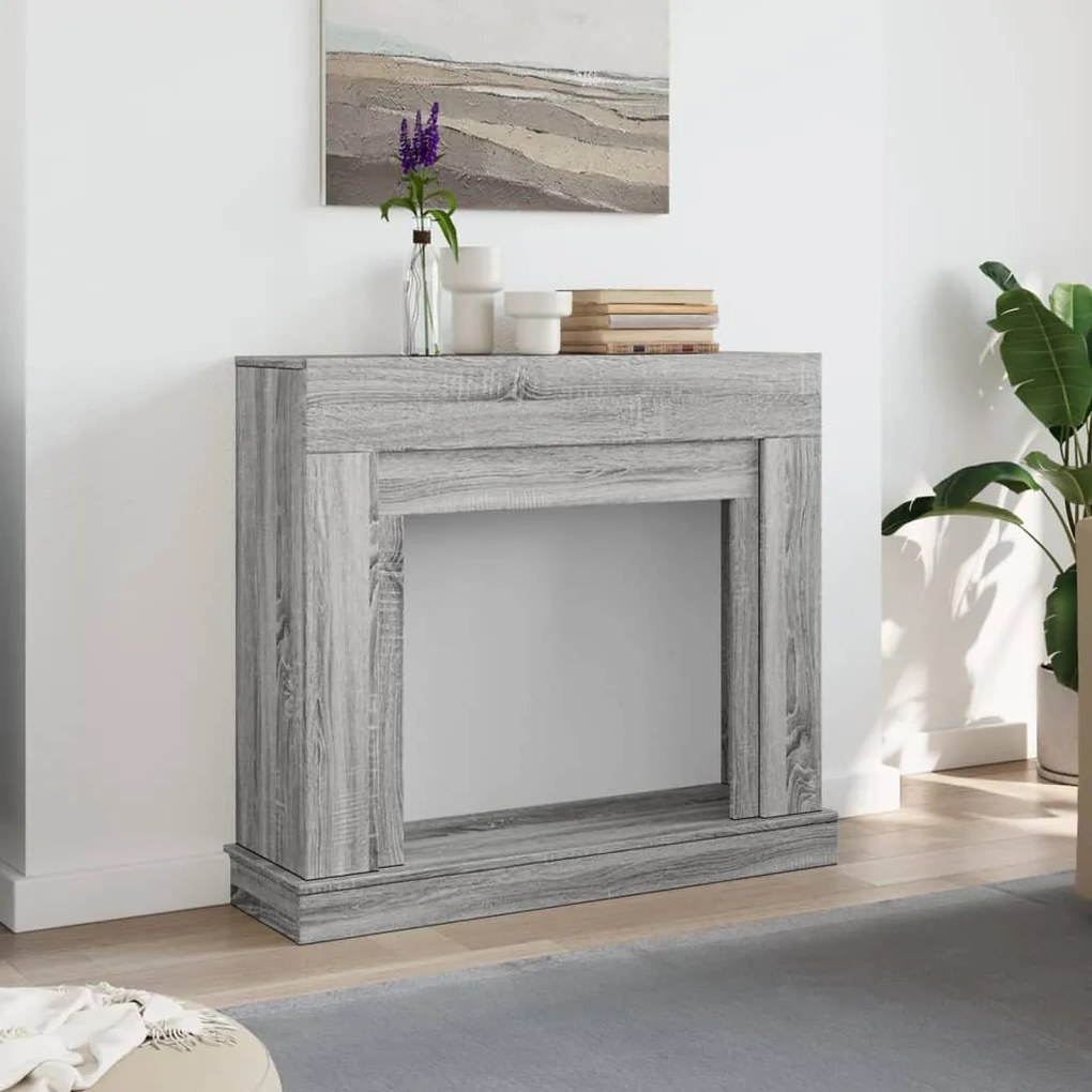 Cornija lareira 100x30x87,5cm derivados madeira cinza sonoma