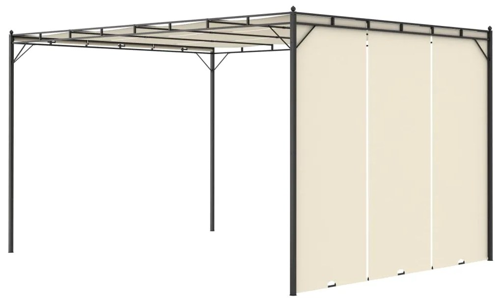 Gazebo de jardim com cortina lateral 4x3x2,25m cor creme