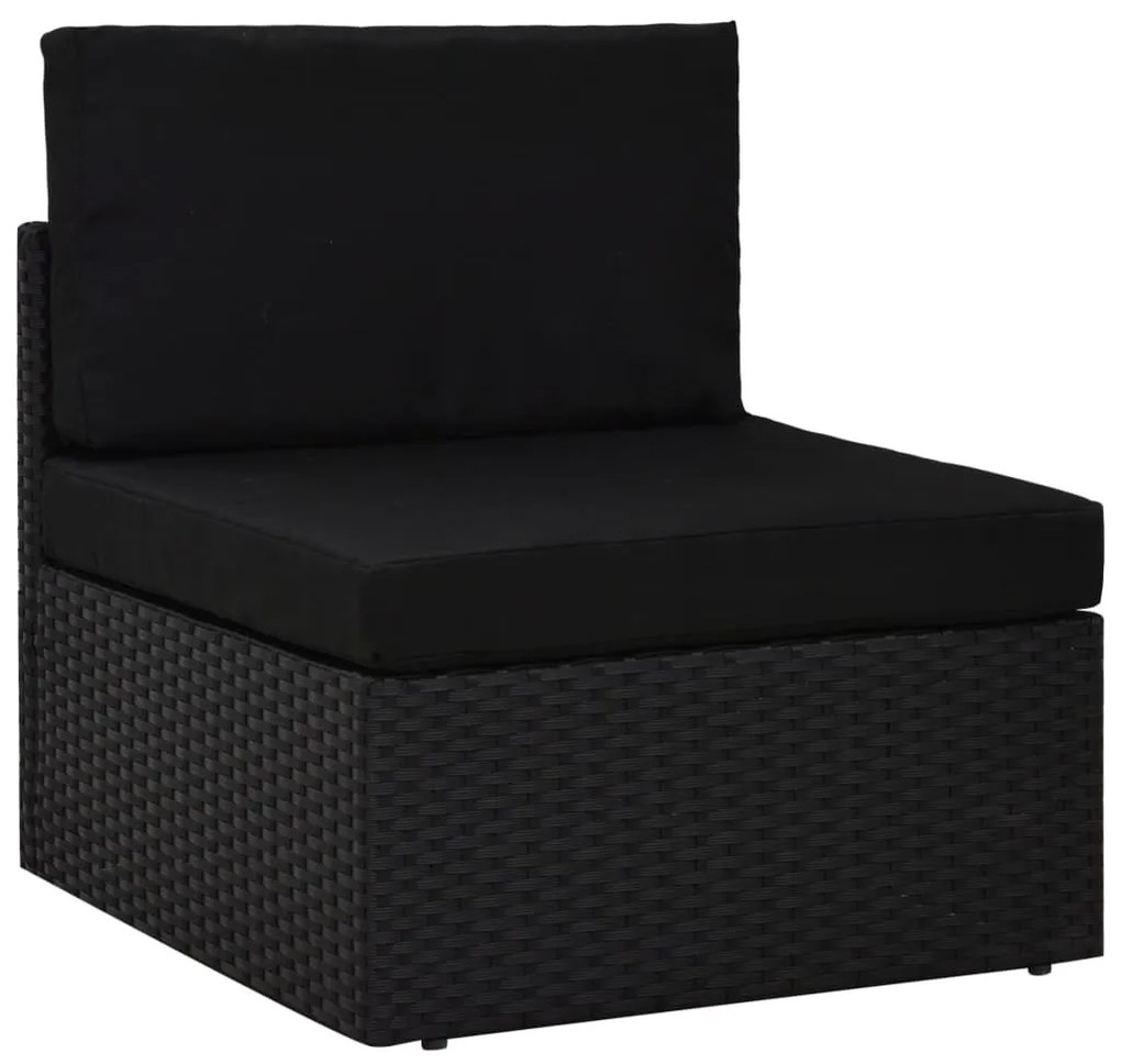 8 pcs conjunto lounge de jardim c/ almofadões vime PE preto