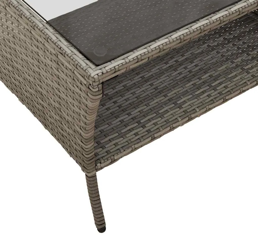 6 pcs conjunto sofás de jardim com almofadões vime cinzento