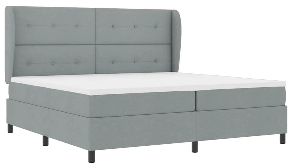 Cama com Estrado e Colchão - Cinza Claro, 200x200 cm, em tecido