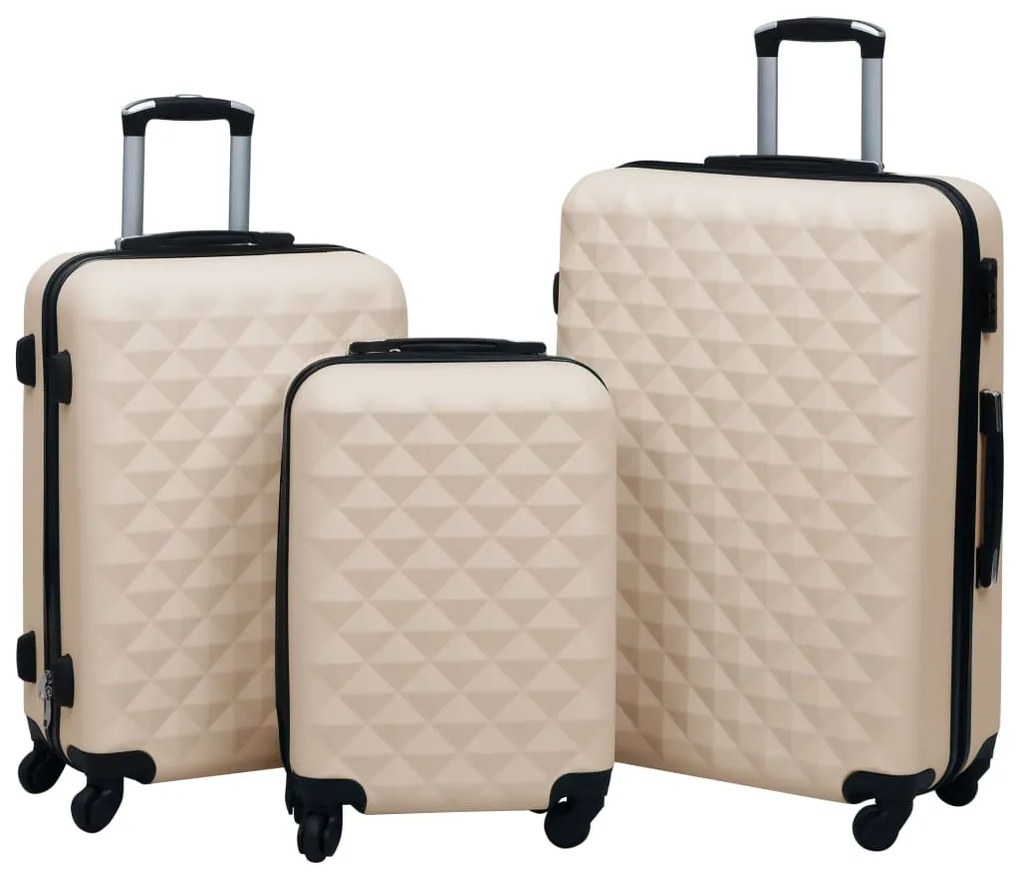 Conjunto de tróleis estojo rígido 3 pcs ABS dourado