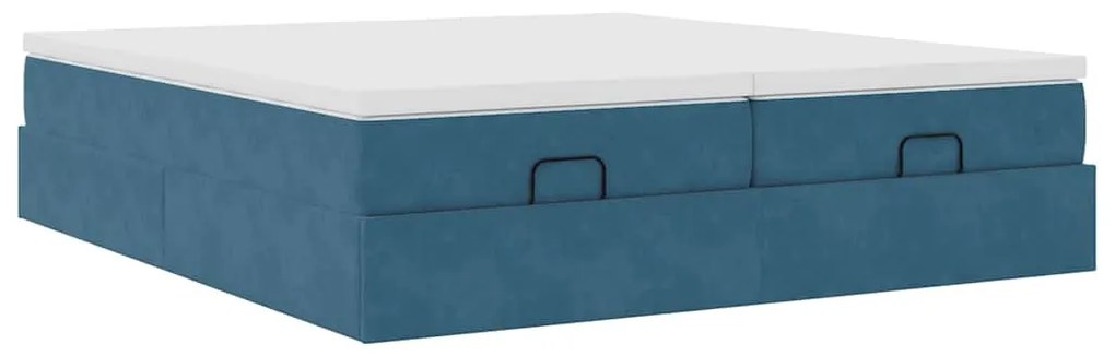 Estrutura cama otomana colchões 180x200 cm veludo azul escuro
