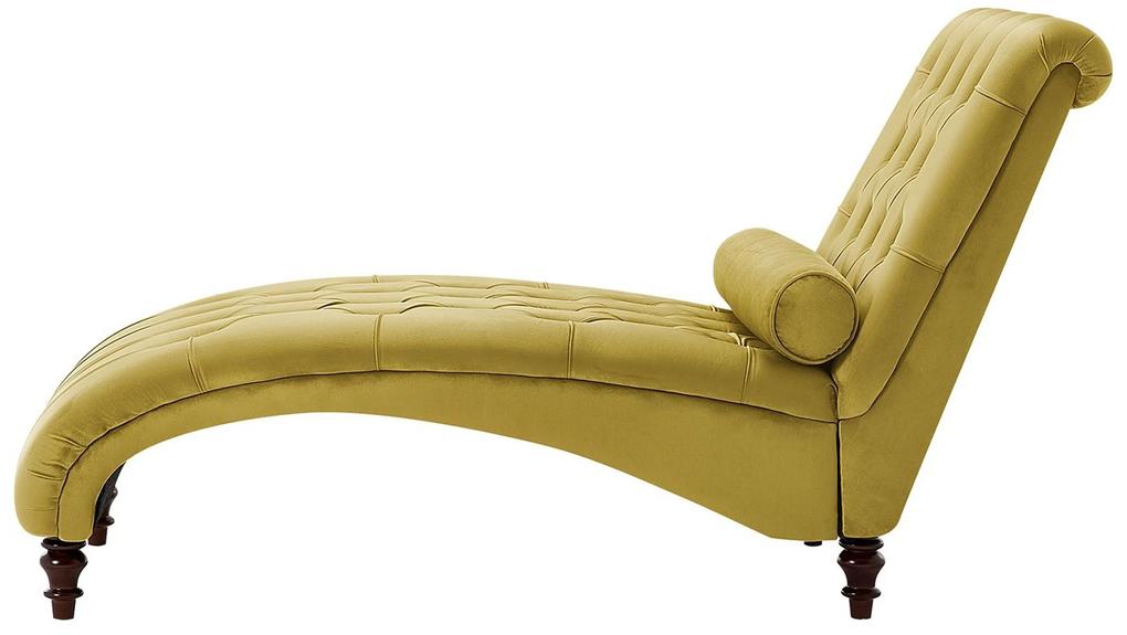 Chaise-longue em veludo amarelo mostarda MURET Beliani