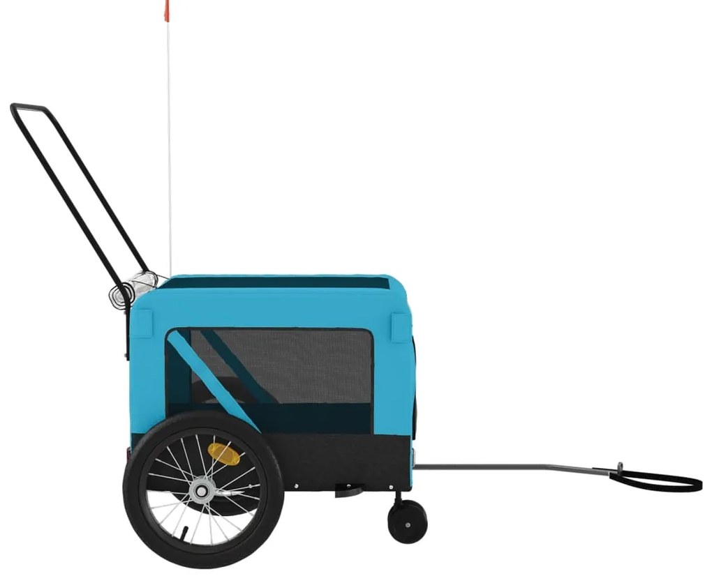 Reboque de bicicleta p/ animais tecido oxford/ferro azul/preto