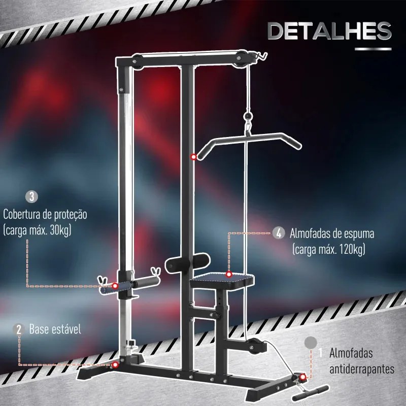 Máquina de Musculação com Polia e Assento Ajustável - HomeGym