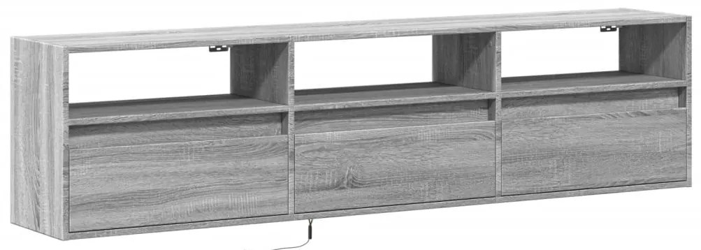 Móvel de parede p/ TV c/ luzes LED 180x31x45 cm cinzento sonoma