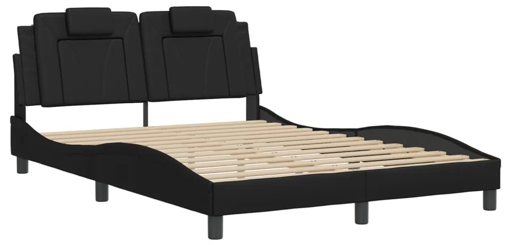 Estrutura de cama c/ luzes LED 140x200cm couro artificial preto